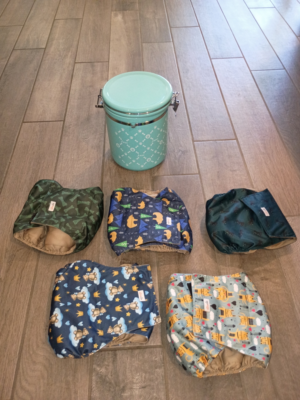 Reusable Washable Male Dog 5 Piece Wrap Diaper Set Potty Training, Dog Treat Jar